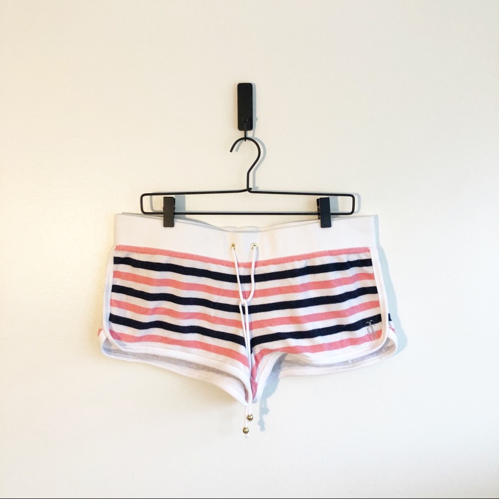 Juicy Couture Microterry Striped Beach Shorts